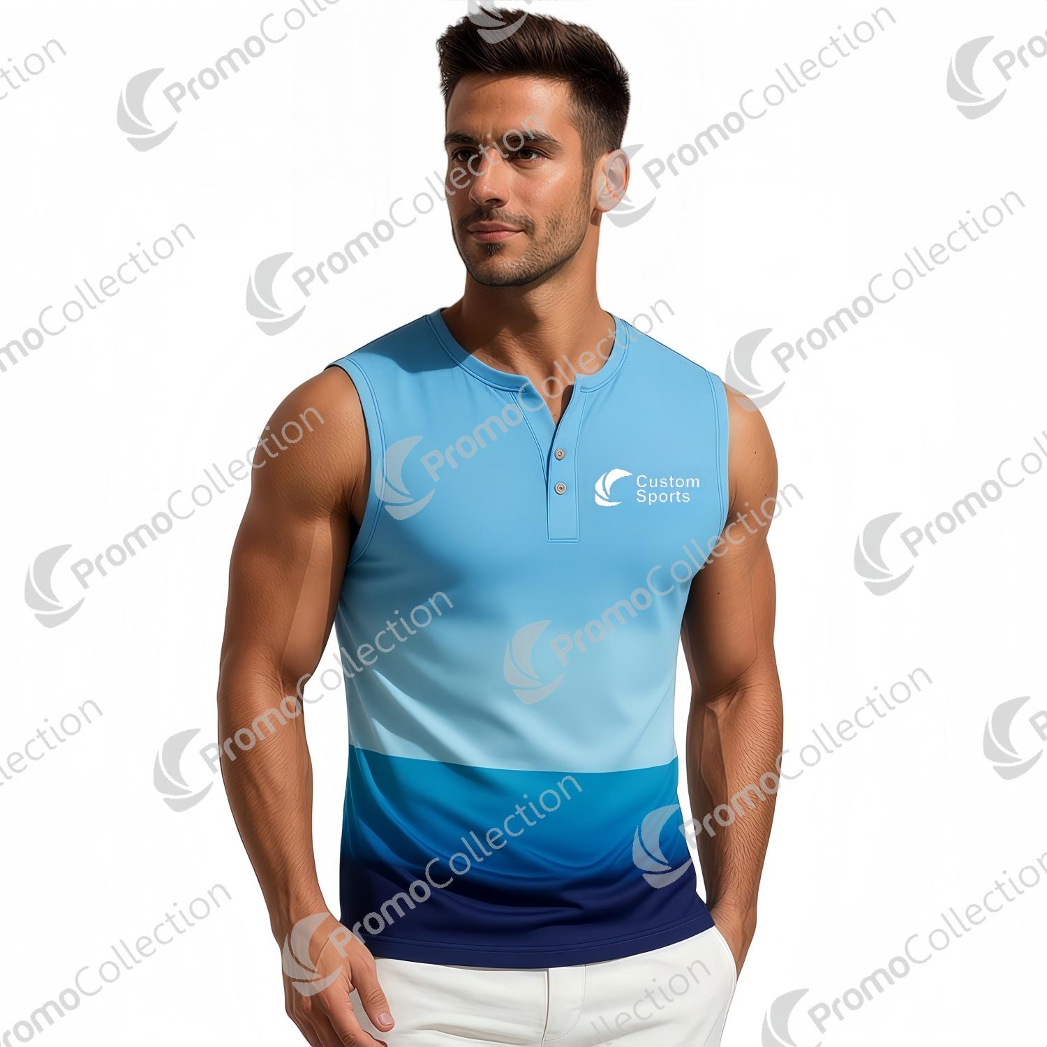 Small Singlets 100% Polyester Micro Mesh Sublimated Small V-Neck Buttoned Singlet
